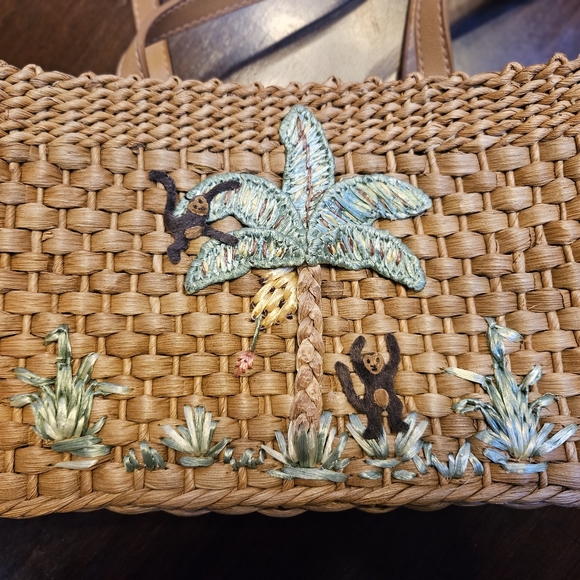 Vtg Wicker Woven St. John's Bay Palm Small Handbag Pre-owned - Picture 10 of 15